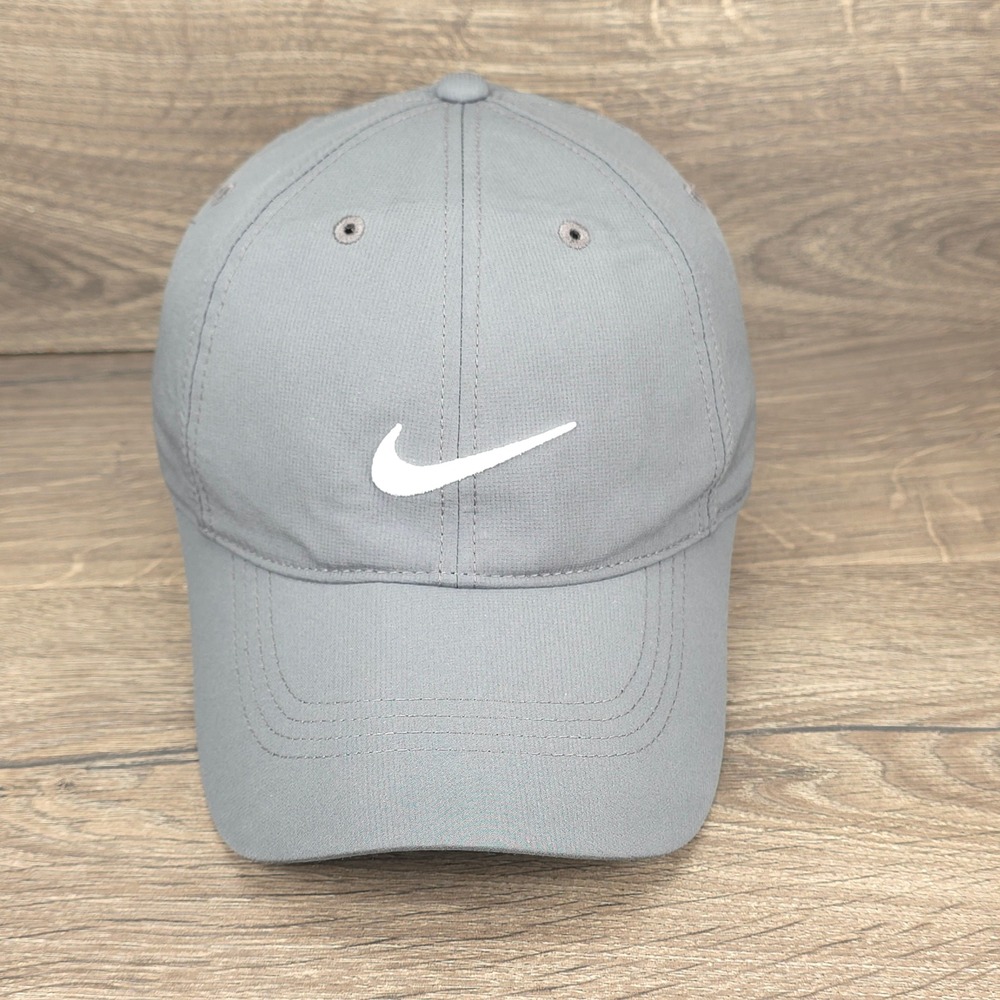 Nike Hat Cap Mens Strap Back Gray Golf Swoosh Performance Sportswear